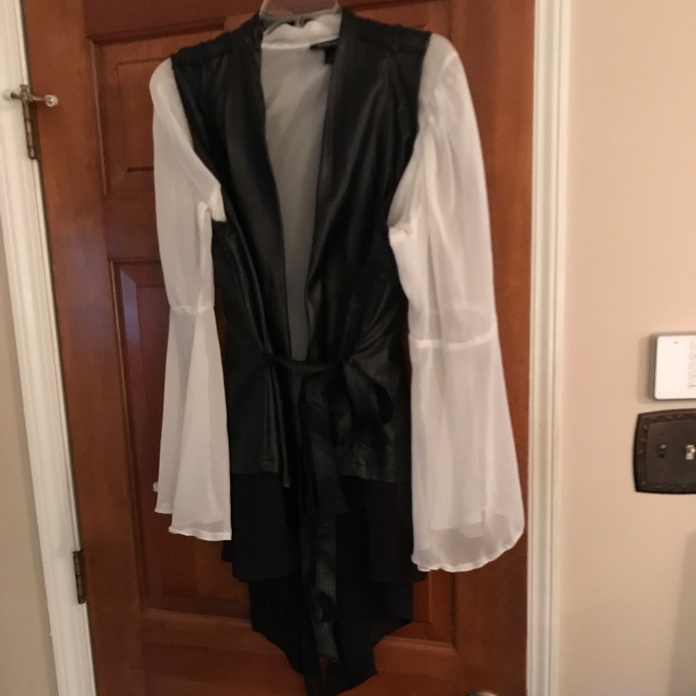 Faux Leather Vest and Blouse